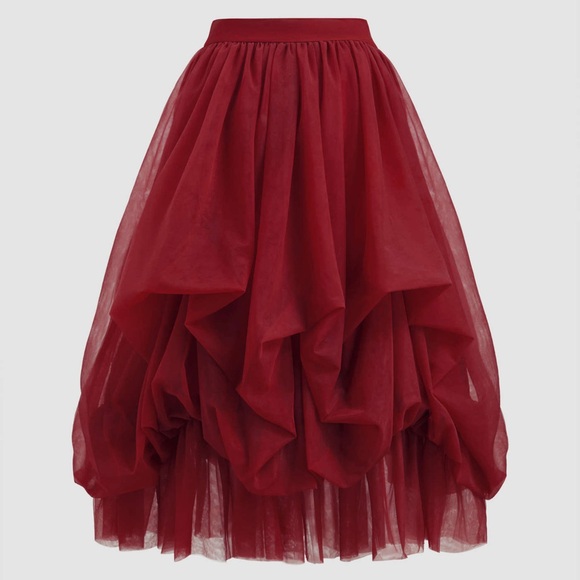 Cider Dresses & Skirts - Cider VOLUMINOUS MESH MID RISE RUFFLE TULLE MAXI SKIRT